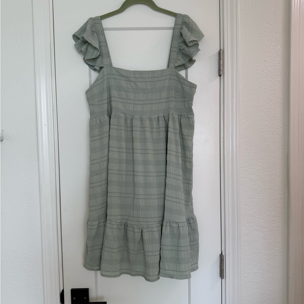Flowy Green Tiered Mini Dress